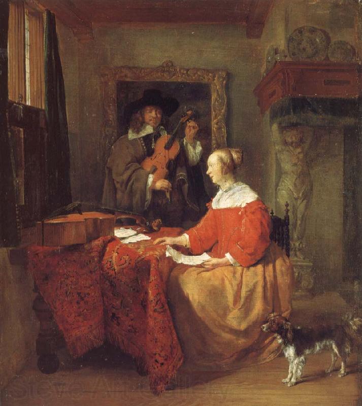 Gabriel Metsu A Woman Seated at a Table and a Man Tuning a Violin Norge oil painting art